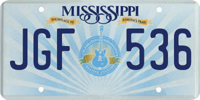 MS license plate JGF536