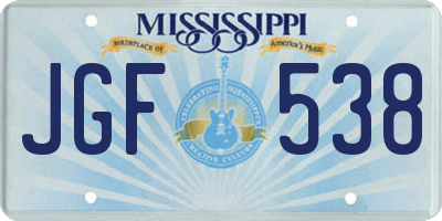 MS license plate JGF538