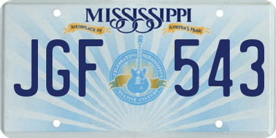 MS license plate JGF543