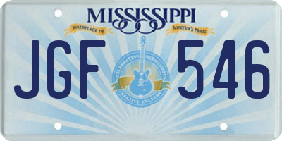MS license plate JGF546