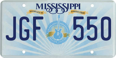 MS license plate JGF550