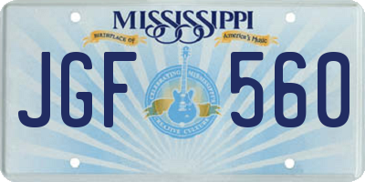 MS license plate JGF560