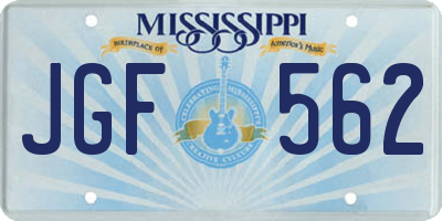 MS license plate JGF562