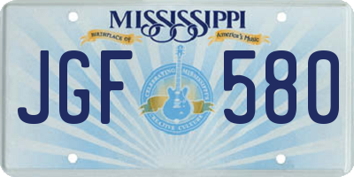 MS license plate JGF580