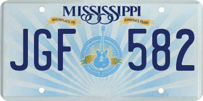 MS license plate JGF582
