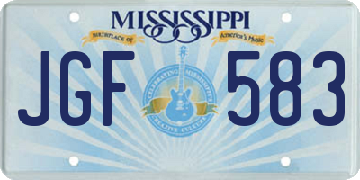 MS license plate JGF583