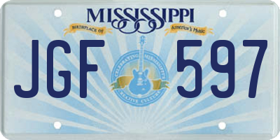 MS license plate JGF597
