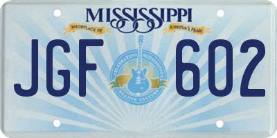 MS license plate JGF602