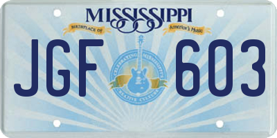 MS license plate JGF603