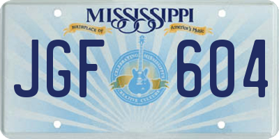 MS license plate JGF604