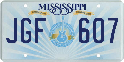 MS license plate JGF607