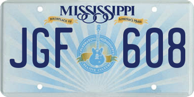 MS license plate JGF608