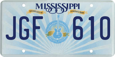 MS license plate JGF610