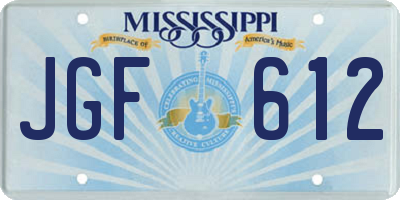 MS license plate JGF612