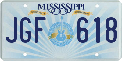 MS license plate JGF618