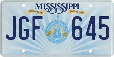 MS license plate JGF645