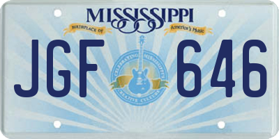MS license plate JGF646