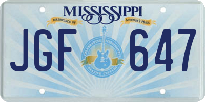 MS license plate JGF647