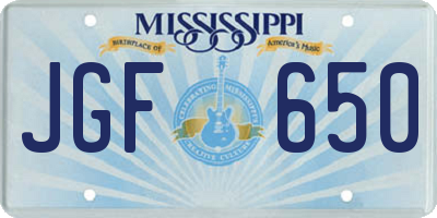MS license plate JGF650