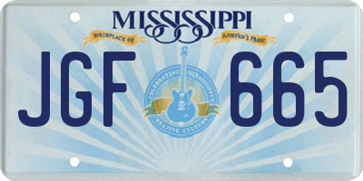 MS license plate JGF665