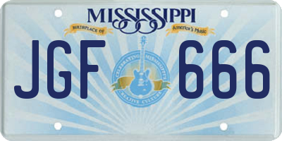 MS license plate JGF666