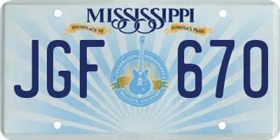 MS license plate JGF670