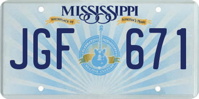 MS license plate JGF671