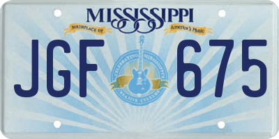 MS license plate JGF675