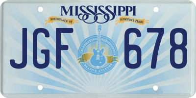 MS license plate JGF678