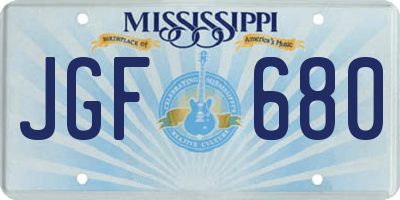 MS license plate JGF680