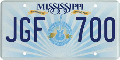 MS license plate JGF700