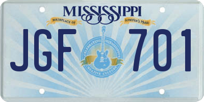 MS license plate JGF701
