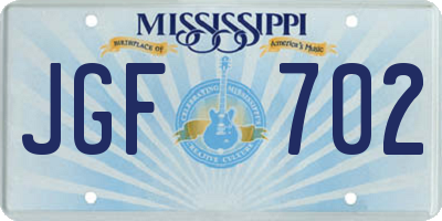 MS license plate JGF702