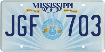 MS license plate JGF703