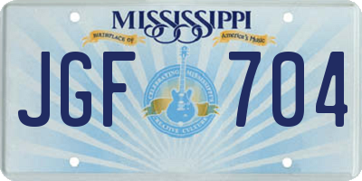 MS license plate JGF704