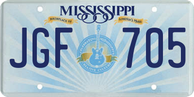 MS license plate JGF705