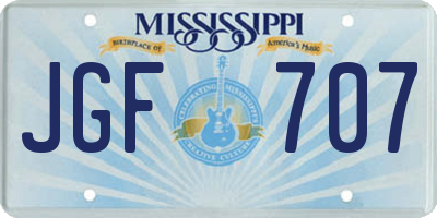 MS license plate JGF707