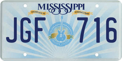 MS license plate JGF716
