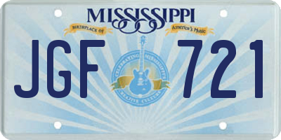 MS license plate JGF721