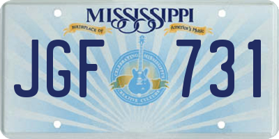 MS license plate JGF731