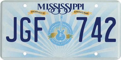 MS license plate JGF742