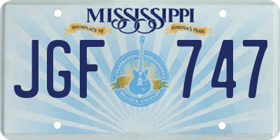 MS license plate JGF747
