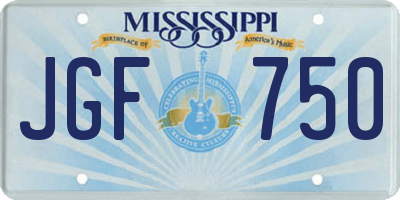 MS license plate JGF750