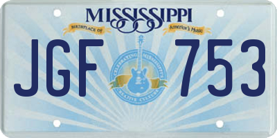 MS license plate JGF753