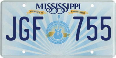 MS license plate JGF755