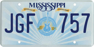 MS license plate JGF757
