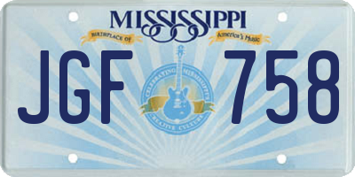 MS license plate JGF758