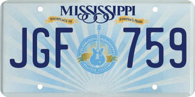 MS license plate JGF759