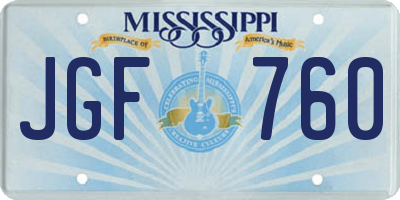 MS license plate JGF760