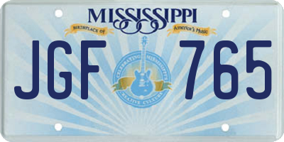 MS license plate JGF765